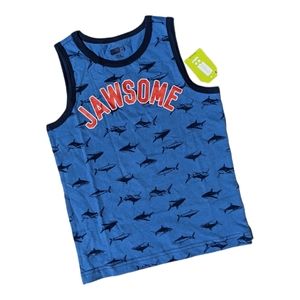 Crazy 8 Boys XS 4 Blue Jawsome Shark Print Tank Top